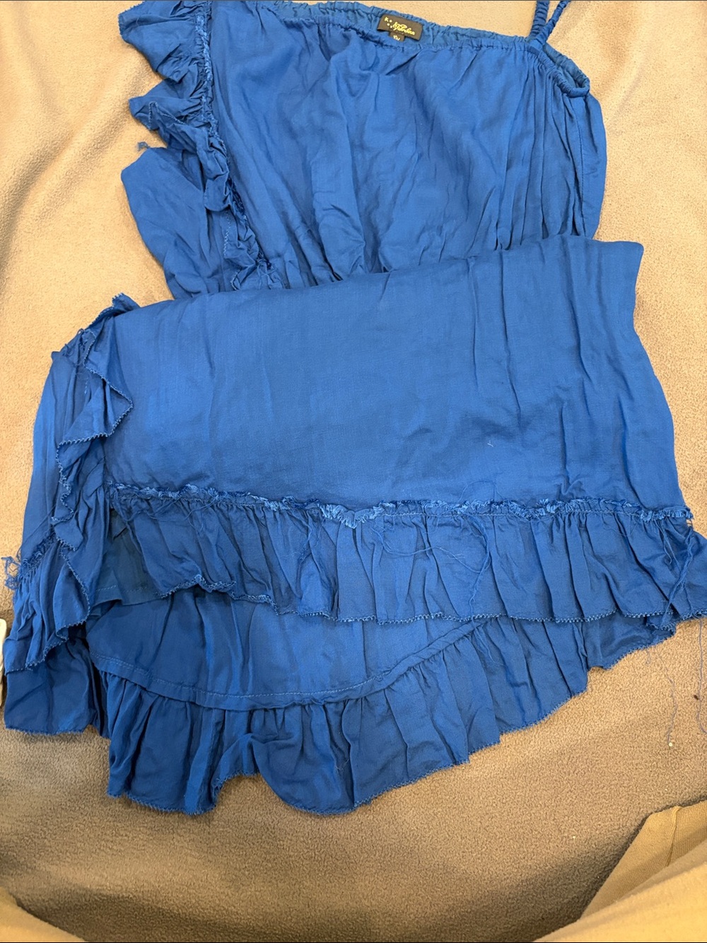 Blue One-Shoulder Ruffle Dress - Picture 2 of 2